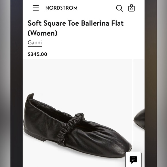 GANNI Black Scrunchie Leather Ballerina Flats (New!! Worn Only Once) - Picture 4 of 5